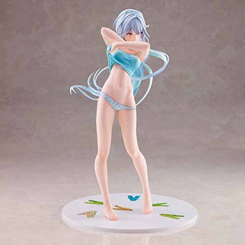 Brugui Original Drawing - Shion Shia - Swimsuit Ver - Cute Busty Standing Blue Bikini Girl Anime Character Statue Otaku Collectible Toy H 7.1 Inch Pvc Model #TOP3