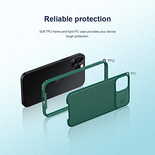 Image of Nillkin Compatible with iPhone 12 Case /iPhone 12 Pro Case with Slide Camera Cover Slim Stylish Anti-Slip Scratchproof Protective Case for iPhone 12 /12 Pro 6.1 inch 2020 - Green