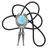 Juyovge Native American Cowboy Bolo Tie Western with Natural Stone Silver Tone Necklace Costume Acce