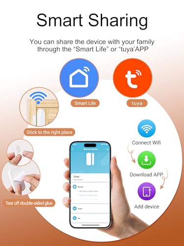 Image of Heiman WiFi Door Window Alarm Sensor, Smart Wireless Magnetic Contact Sensor with Real-Time App Alerts, Compatible with Alexa & Google Assistant, 2.4G WiFi Home Security,Window Door Alarms When Opened