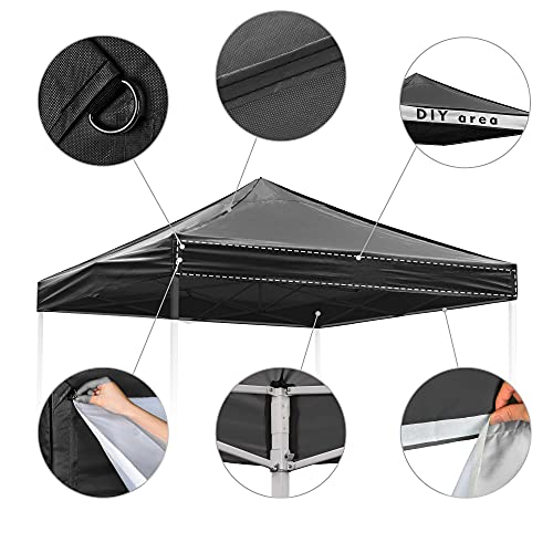 Yescom 10X10 Canopy Replacement Top Pop Up Tent Replacement Instant Patio Pavilion Gazebo Sunshade Tent Oxford Cover Black #TOP5