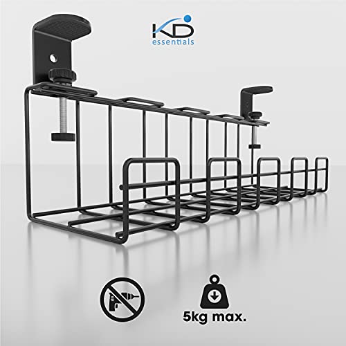 KD Essentials – Bandeja Porta Cable sin perforación bajo escritorio – 2× tamaño M para montaje en escritorio, cables, cargadores, extensiones miniatura 2