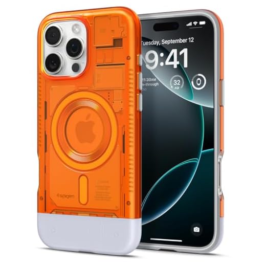 Spigen Capa clássica C1 MagFit para iPhone 16 Pro, compatível com acessórios MagSafe - tangerina