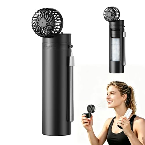 DUOMIY 2-in-1 Handheld Fan & Portable Ice Therapy Cup, 7000 RPM Cooling Fan with Long-Lasting Cold Retention, Rechargeable Personal Fan & Cold Compress for Neck, Body, Heatstroke, Sports Recovery