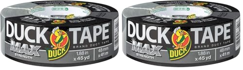 Image of Duck Brand Max Strength Duct Tape - 2 Rolls - Heavy Duty Hold - 1.88 Inch x 45 Yards Each - Silver (240201)