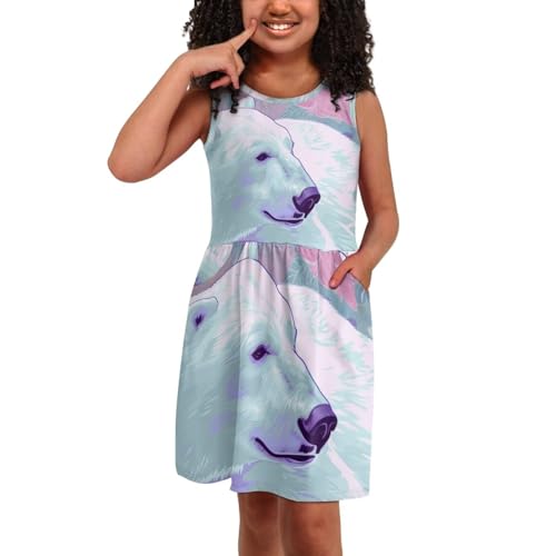 Girls Cute Animal Print Summer Dress with Pocket Crewneck Ruched Loose Fit Sundress for Girls3