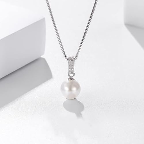 925 Sterling Silver Single Pearl Necklace For Women 8Mm Pearls Pendant Hypoallergenic Jewelry Gifts #TOP4