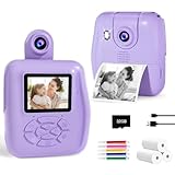 Kids Camera Instant Print - Kids Printing Cameras That Print Photos Toddler Digital Camera for Kid 1080P Toys Video Cameras Christmas Birthday Gifts for 3-12 Year Old Girls Boys Purple
