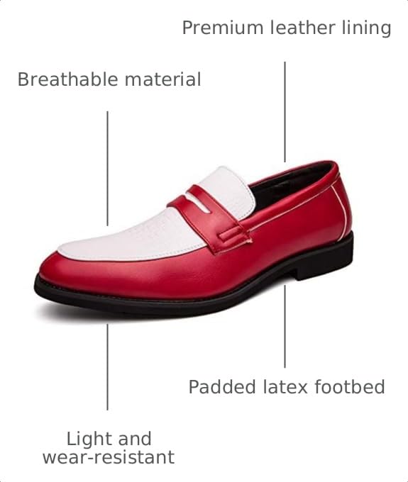Image of HuitJours Men Two Tone Colors Penny Loafer Slip On Pull on Dress Shoes Casual Boat Shoes Moccasins
