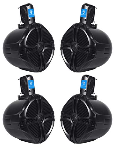 (4) Rockville RWB80B 8  Black 2 Way 300 Watt Marine Wakeboard Tower Speakers