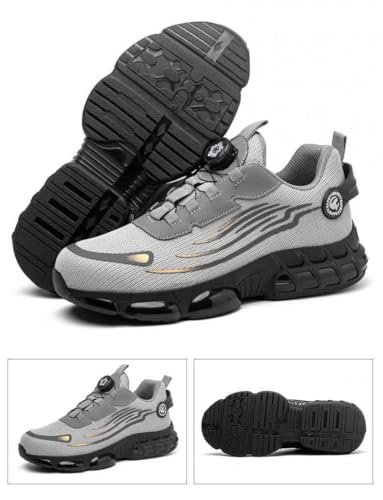 Men's Breathable Steel Toe Shoes with Puncture-Proof and Anti-Smash Features, Non-Slip Lightweight Safety Footwear with Rotating Closure for Use in Industrial and Outdoor Work2