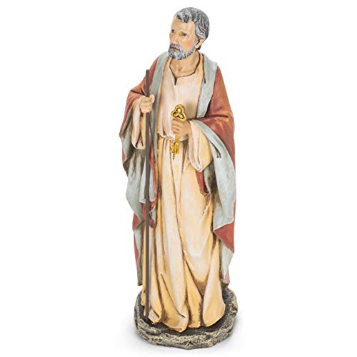 Figura decorativa de San Pedro en resina 10.5 pulgadas miniatura 6