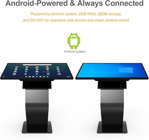 Image of 43 Inch Touch Screen Kiosk, 10pt PCAP Touch Screen Digital Signage, Plug&Play K-Style Indoor Digital Signage, Interactive LCD Display Signage, CMS /U-Disk Publish Content, Split Screen, Android 11