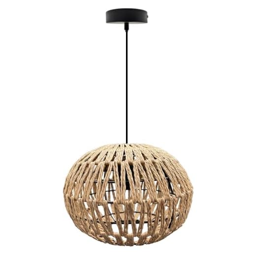 FactorLED Lámpara Colgante de Mimbre, Casquillo E27, Pantalla Mimbre Natural Nórdico, Altura Regulable, Luz Decorativa Vintage, para Techos de comedor, dormitorio, cocina y salón. (KINNA)