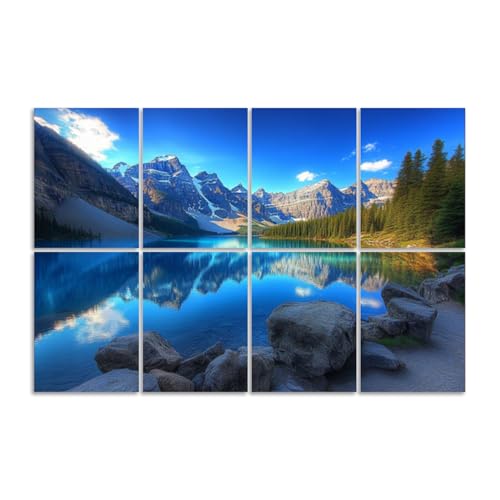 Paneles acústicos artísticos pack de 8, absorbentes de sonido, diseño Colorado Mountain Moraine Lake, 48"x32", autoadhesivos para estudios de grabación y oficina miniatura 1