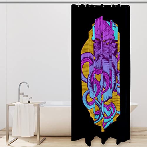 Rideau de douche pieuvre opaque en textile pour protéger le sol - 3