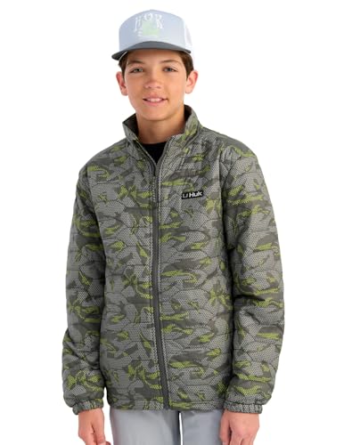 HUK Boys' Scale Jacket, DWR Performance Quilted Fishing Coat for Kids