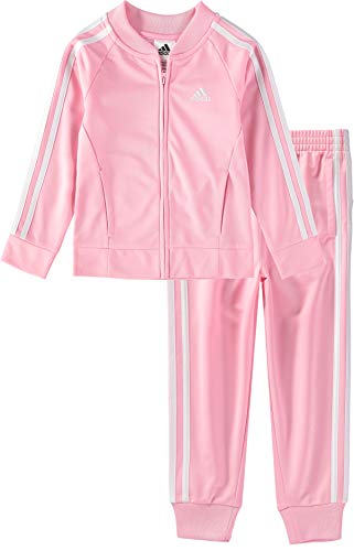 adidas Girls' Toddler Tricot Jacket & Jogger Active Clothing Set, Light Pink, 3T