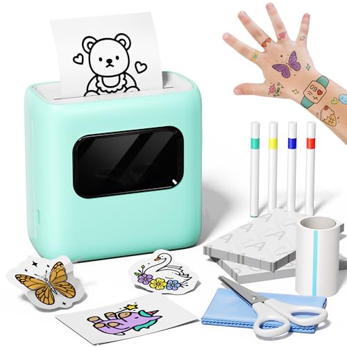 TATTMUSE Temporärer Tattoo Maker für Kinder Temporäre Tattoos Maschine Set Kinder mit 40 Tattoo Papieren und 4 Markern Mini Geschenk Spielzeug für mädchen 6 7 8 9 10 11 12 Jahre
