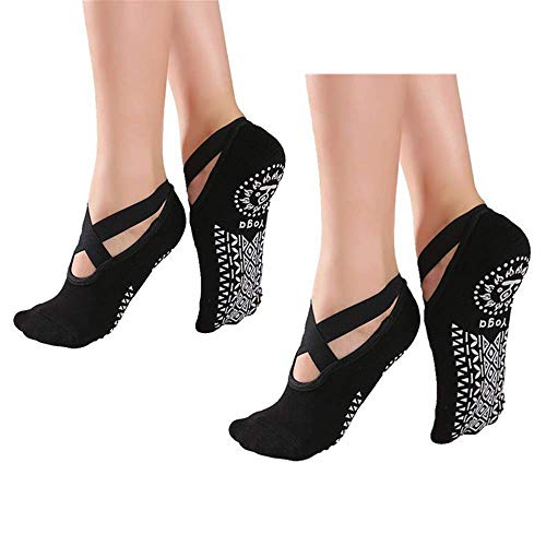 Yoga para Mujeres Full Toe Colchoneta Deporte Accesorios Yoga, Calcetín para Ballet, Barra Fitness, Danza, Calcetines Antideslizantes (2 Pares)