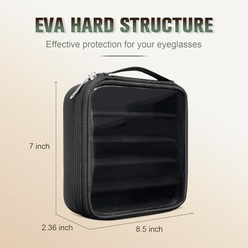 Image of Sunglasses Organizer Case for Multiple Pairs, Eyeglasses Storage Box Hard Shell Travel Eyewear Case Zipper Men Women