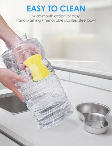 2.5 Gallon Automatic Dog Water Dispenser【Wide Mouth for Easy Hand-in Cleaning】【Removable Stainless Steel Bowl】, Gravity Refilling Large Capacity for Cats and Dogs, Multi-Pet Homes - Image 4