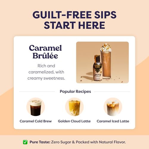 Image of Javvy Cold Brew Coffee Concentrate Instant Coffee, Caramel Brulee | 100% Real Coffee, 0g Sugar, No Artificial Flavors, 60-80mg Caffeine per Serving, Gluten Free, Makes Hot or Iced Coffee