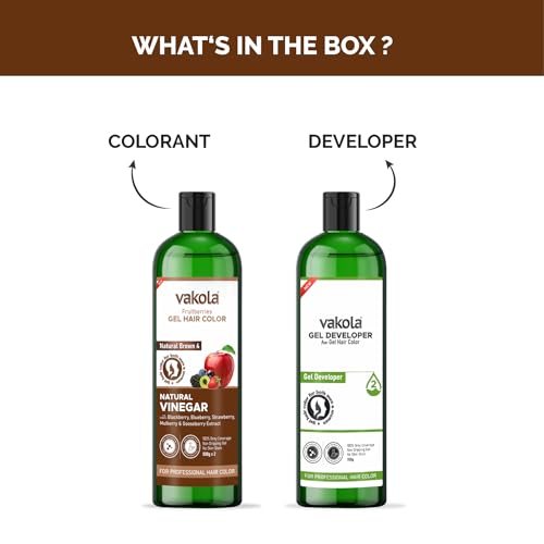 Image of Natural Brown 20 Minutes Gel Hair Color, Fruitberries Extracted - 100% Grey Coverage, No Skin Stain- 100ML Developer and 100ML Colorant, Pack of 1