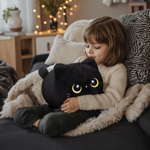 Image of Mewaii Black Cat Plush Kawaii Plushies, Ultra-Soft Feel, 16 in