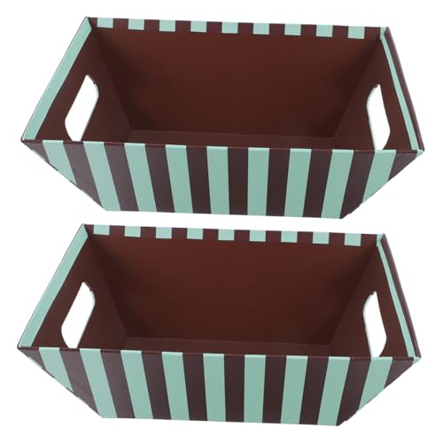 Ciieeo 2pcs Heavy Duty Striped Snack Baskets Sturdy Cardboard Serving Boats with Handles for Appetizers Treats Parties Picnics and Baskets