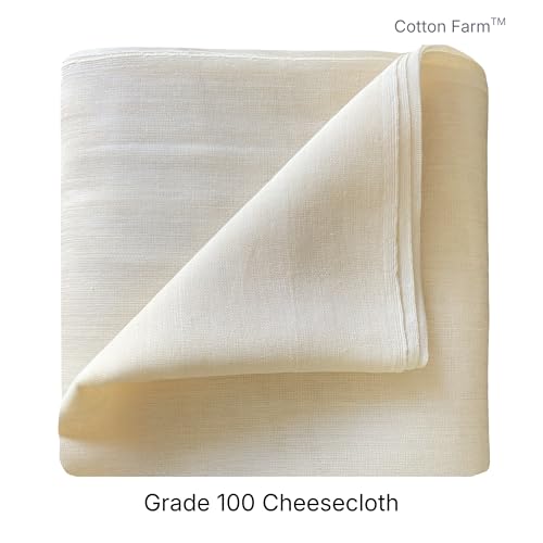 Image of Cotton Farm Grade 100 XL Cheese Cloth for Straining & Cooking; 18 Sq. Ft. (2x1 yards); 100% Unbleached Cotton Cheesecloth; Reusable with Finished 2 Edges; Ultra-Dense (the finest) Butter Muslin