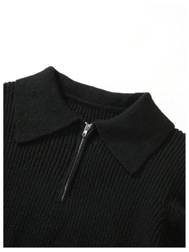 Floerns Men's Half Zip Long Sleeve Collar Neck Rib Knit Pullover Sweater4