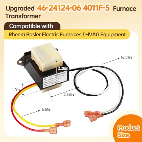 OEM 46-24124-06 4011F-5 HVAC Transformer 40 VA 120/24V Compatible with Rheem Basler Electric Furnaces, Replace Rheem Ruud 46-24124-06 Replace Basler Electric BE161640GDD 29M7101 0037 G19 by SUENTINSE - Image 2
