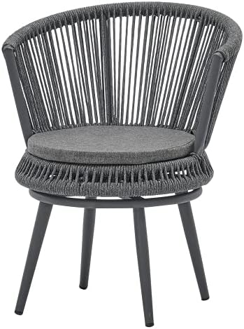 Coffee Table，Modern Outdoor Table and Chair Woven-Belt Rope Wicker Hand-Make Weaving Furniture Swivel Rope Chair 3pcs Rattan Chair