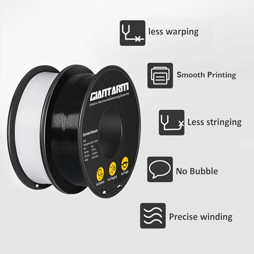Image of GIANTARM PETG Filament 1.75, 3D Printer Filament 2KG, Toughness Enhanced, Dimensional Accuracy + /-0.02mm, Vacuum Package (Black+White)