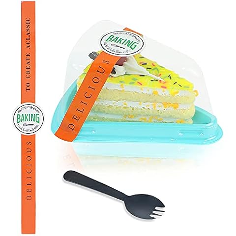 75Pcs Triangle Dessert Cake,Dessert Forks,Dessert Spoons Set,Slice Container,Cake Box,Pastry Cheese Carry Box Single Clear Individual Cupcake Box with Sticker and Spoon Christmas-4.2"x 3"x2.4" Cover