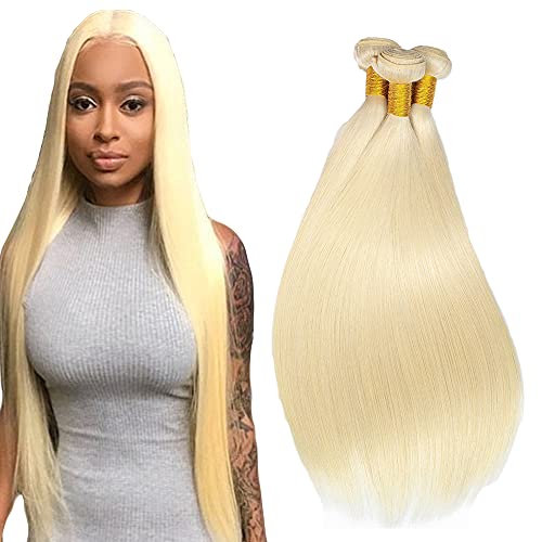 Blonde Weft Hair Bundle Straight Weave Honey Blonde Bundles Unprocessed 613 Peruvian Hair Brazilian Human Hair 3 Bundles Straight Human Hair Brazilian Weave Hair Extensions Short 8 10 12 Inch