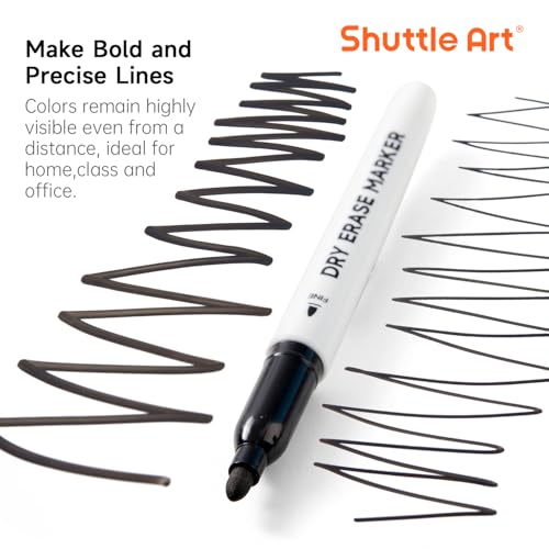 Image of Shuttle Art Dry Erase Markers, 16 Pack Black Whiteboard Markers,Fine Tip Dry Erase Markers for Kids,Perfect for Writing on Whiteboards, Dry-Erase Boards,Mirrors,Calender,School Office Supplies