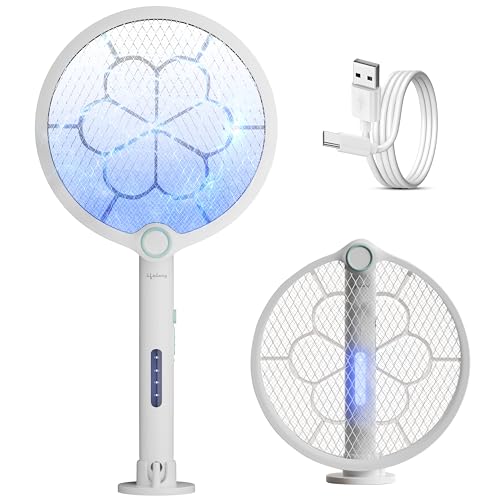 Lifelong 3-in-1 Foldable Electric Mosquito Racket | Mosquito Killer Racket | Fly Swatter | Stand & Hang Design | Mosquito Trap & UV Light | Rechargeab