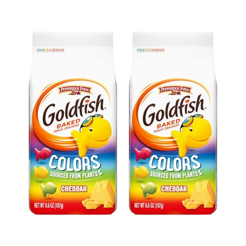 Pepperidge Farm Goldfish Colors Cheddar Cheese Crackers Baked Snack Crackers 6.6 oz Bag 187g (Pack of 2)