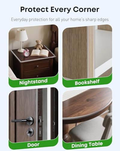 Image of Edge Protector Tape for Furniture - Clear Corner & Edge Guard - Baby Proofing Safety Strip for Table, Desk, Shelf - Self-Adhesive, Easy to Cut & Install, Shock Absorbing, Non-Toxic Material (1 Meter)