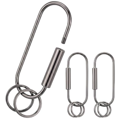 Image of WILLBOND Brass Carabiner Key Ring Locking Screw Carabiner Clips Round Key Rings Keychain Kit for Handbags Purse Bag Charm