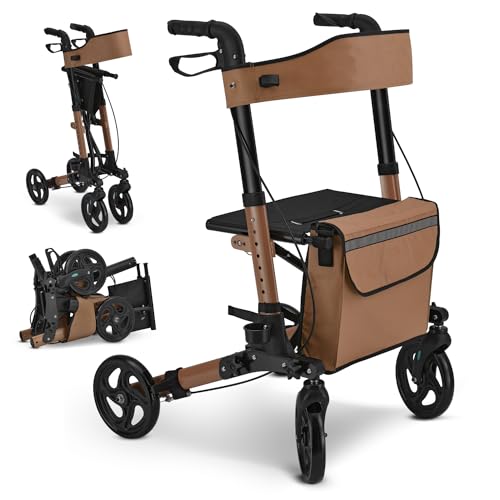 Juskys Déambulateur Vital brun pliable