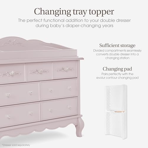 Image of Evolur Aurora Change Tray I Lasting Quality I Intricate Ribbon Bow Scrollwork, Dusty Rose