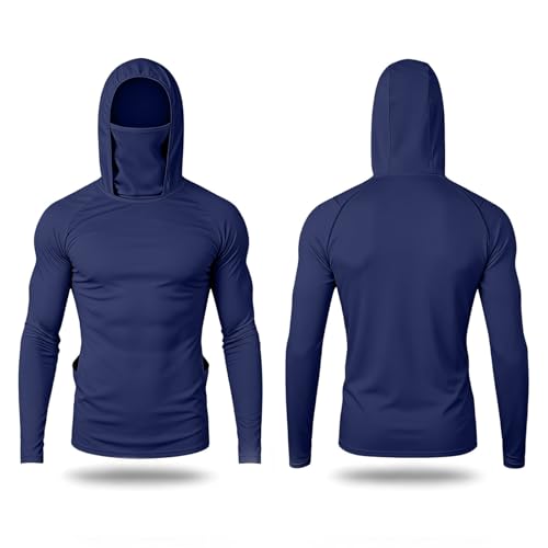 Chaqueta impermeable de hombre con capucha integrada y manga larga color azul marino talla M 4