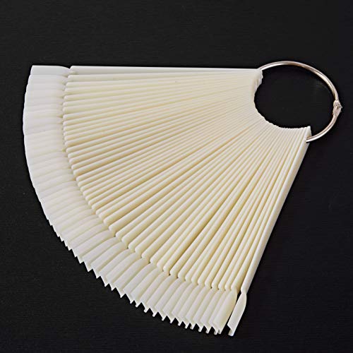 2 Set Total 100 Tips Nail Swatch Sticks Fan-Shaped Nail Art Sticks Display Polish Board Home DIY, Nail Practice Sticks Tool,White