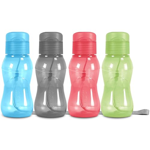 MILTON Lot de 4 bouteilles d'eau de 170 g pour enfants avec couvercle à rabat sans fuite - Petite bouteille d'eau portable pour adultes - Sangle de transport...