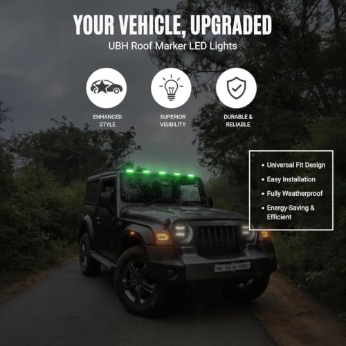Image of UBH Roof Marker LED Lights For Cars, Trucks, Or Suv 4 X 4 Thar (UFO) (UFO Light 5 Green)