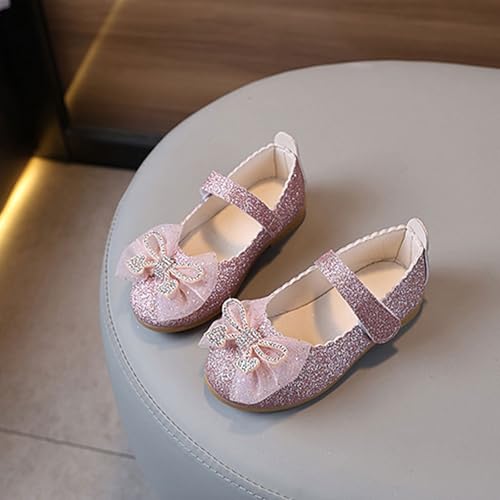 IWIHMIV Girls Dress Shoes Flower Girl Slip-on Bow Ballet Soft Bottom Flat Non Slip Shoes for Wedding Party School3