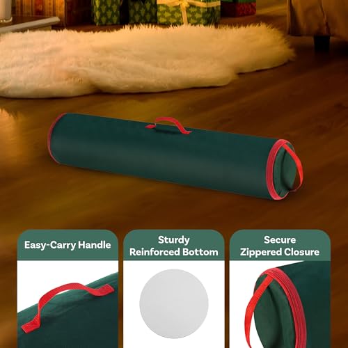 Wrapping Paper Storage Bag - 40-Inch Gift Wrap Organizer - Holds Up to 25 Rolls of Giftwrap - Christmas Storage by Elf Stor (Green)